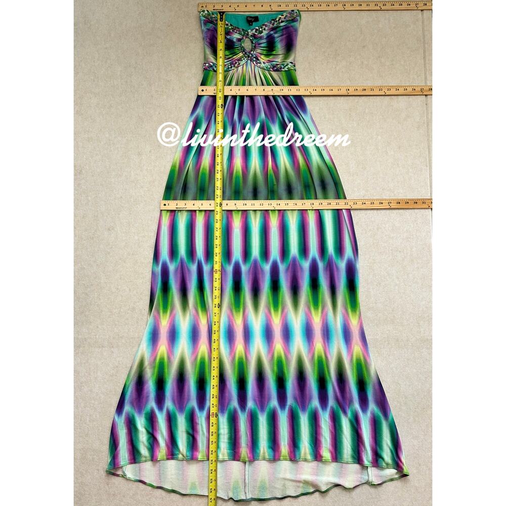 Sky Brand Saadet Embellished Braid Accent Abstract Maxi Dress SZ S - Picture 7 of 8